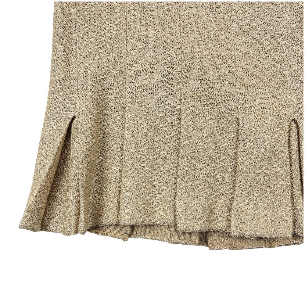St. John for Saks Fifth Avenue Skirt VTG Size 4 Gold Metallic Knit Pleated USA - Picture 7 of 10